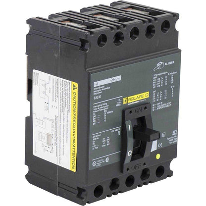 Square D FAL36100 Circuit Breaker | 600V 100A 3P 18kA@480V Feed-Thru FAL Series