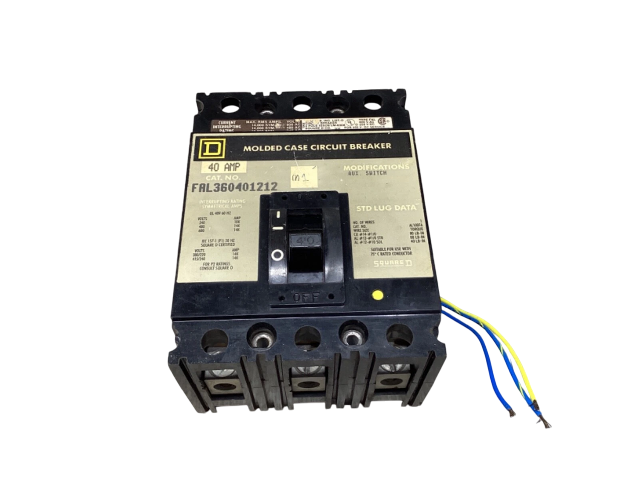 Schneider Electric FAL360401212 Circuit Breaker | 600V 40A 3P 18kA@480V Feed-Thru