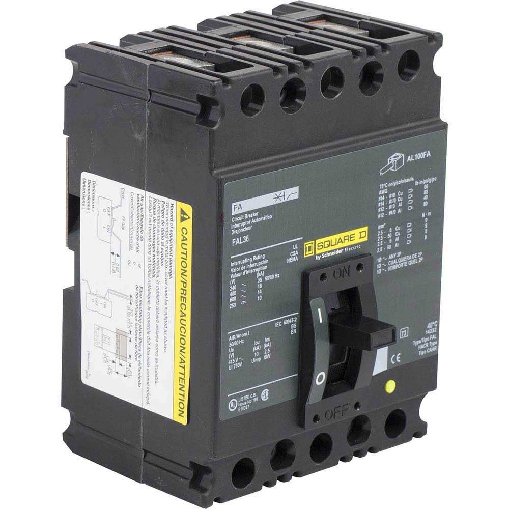 Square D FAL36070 Circuit Breaker | 600V 70A 3P 18kA@480V Feed-Thru FAL Series