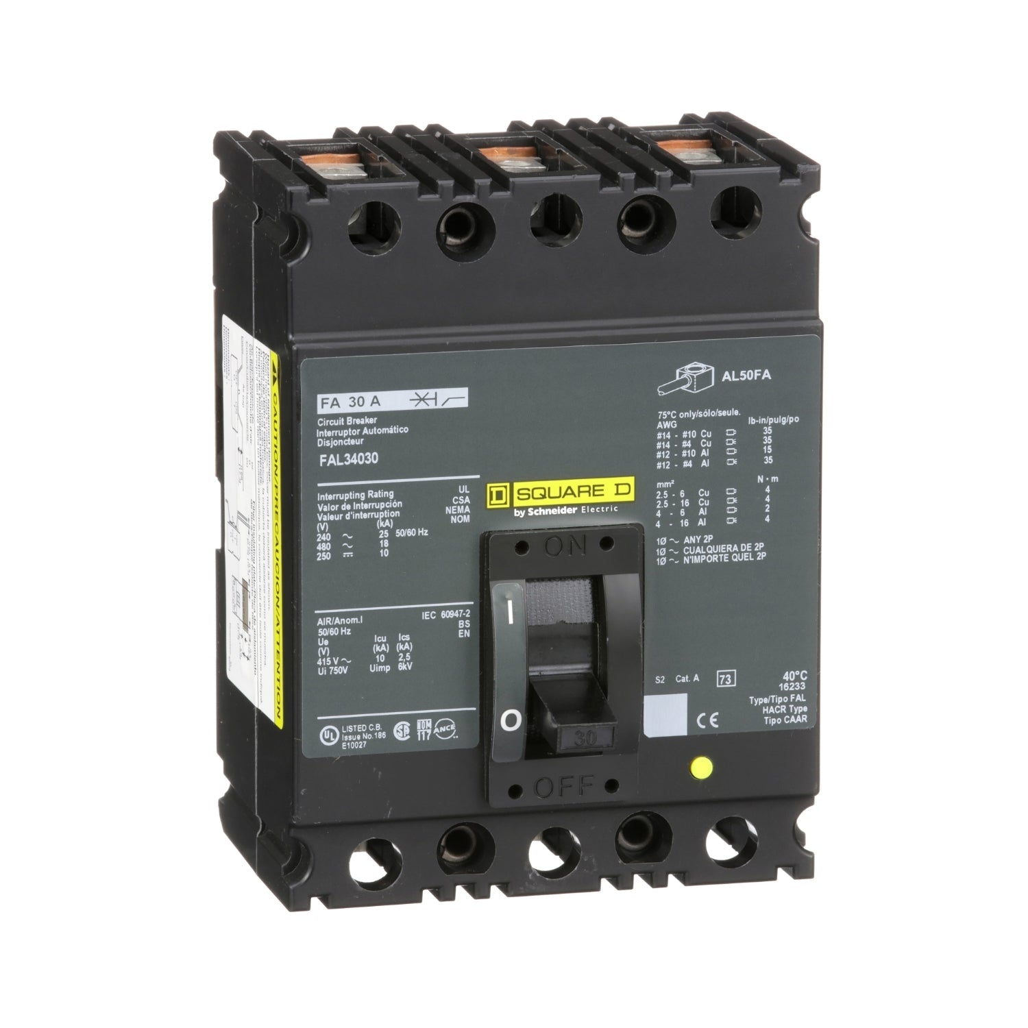 FAL34030 - Square D Feed-Thru 30 Amp 3 Pole Circuit Breaker - Essential Electric Supply