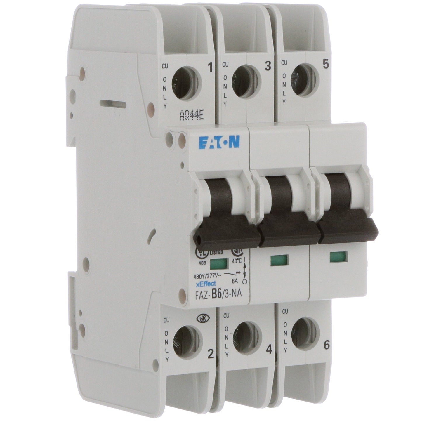 Eaton FAZ-B6/3-NA Circuit Breaker | 480V 6A 3P 10kA@277/480V Feed-Thru FAZ Series