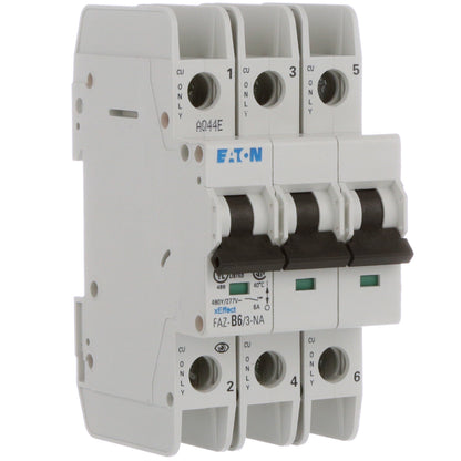 Eaton FAZ-B6/3-NA Circuit Breaker | 480V 6A 3P 10kA@277/480V Feed-Thru FAZ Series