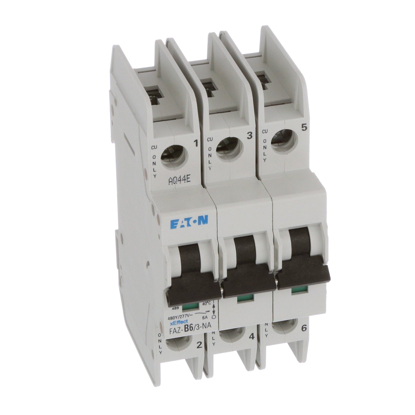 Eaton FAZ-B6/3-NA Circuit Breaker | 480V 6A 3P 10kA@277/480V Feed-Thru FAZ Series