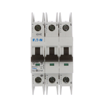 Eaton FAZ-B6/3-NA Circuit Breaker | 480V 6A 3P 10kA@277/480V Feed-Thru FAZ Series