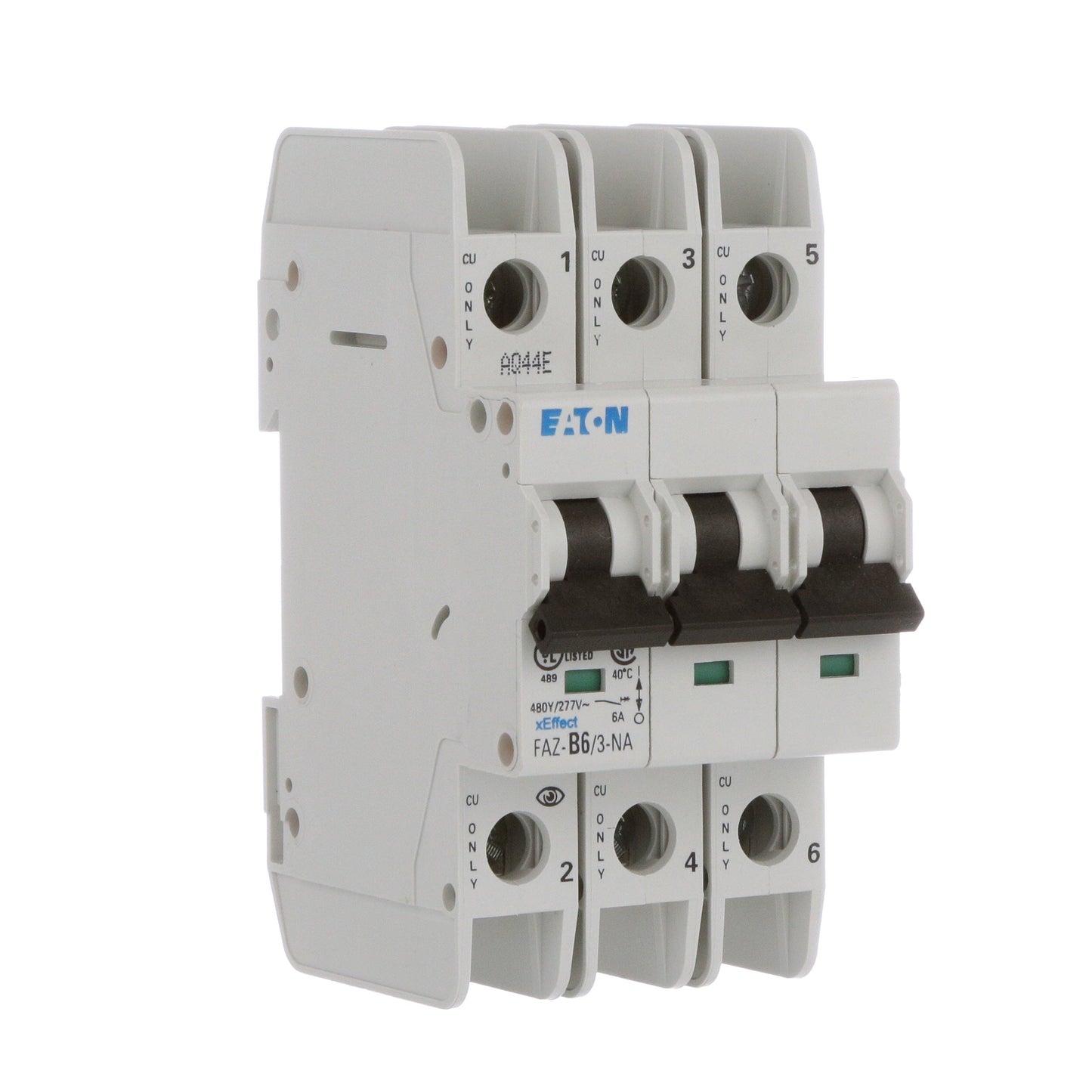Eaton FAZ-B6/3-NA Circuit Breaker | 480V 6A 3P 10kA@277/480V Feed-Thru FAZ Series