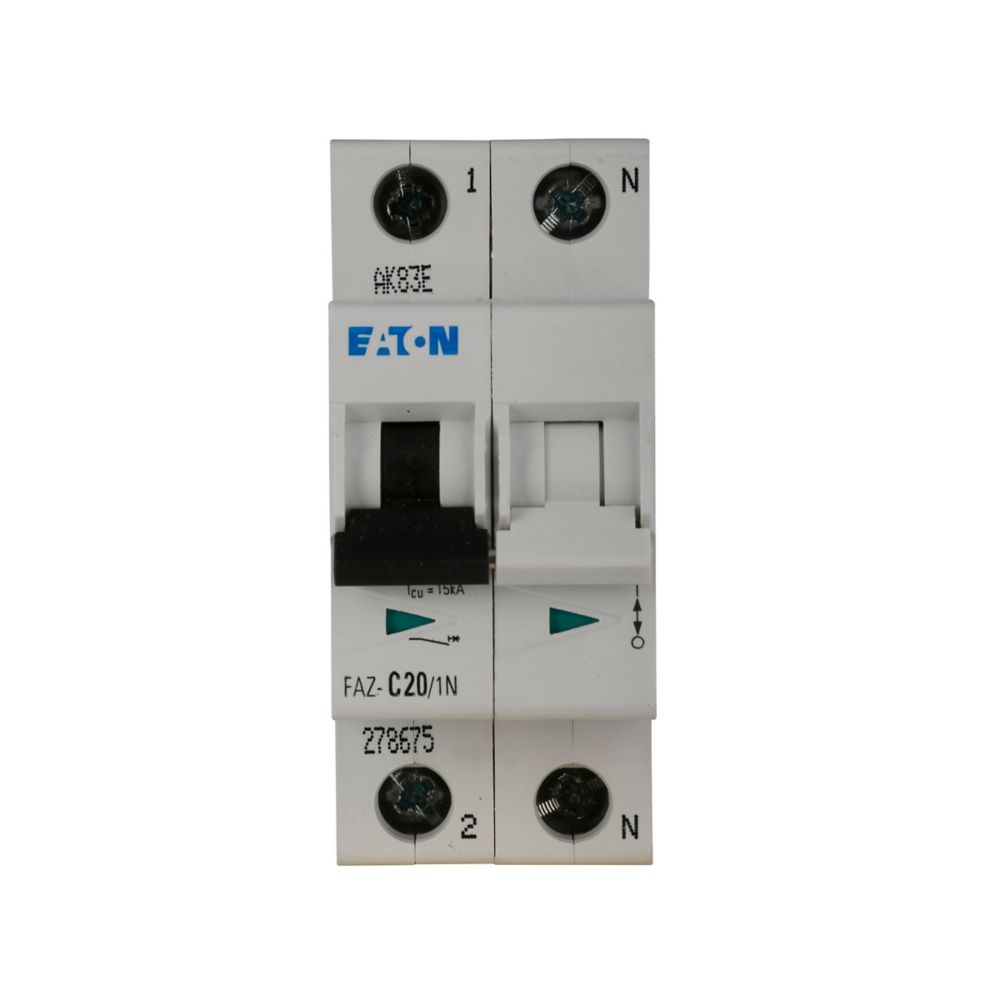 Eaton FAZ-C20/1N Circuit Breaker | 16V 20A 1P 10kA@277/480V Feed-Thru