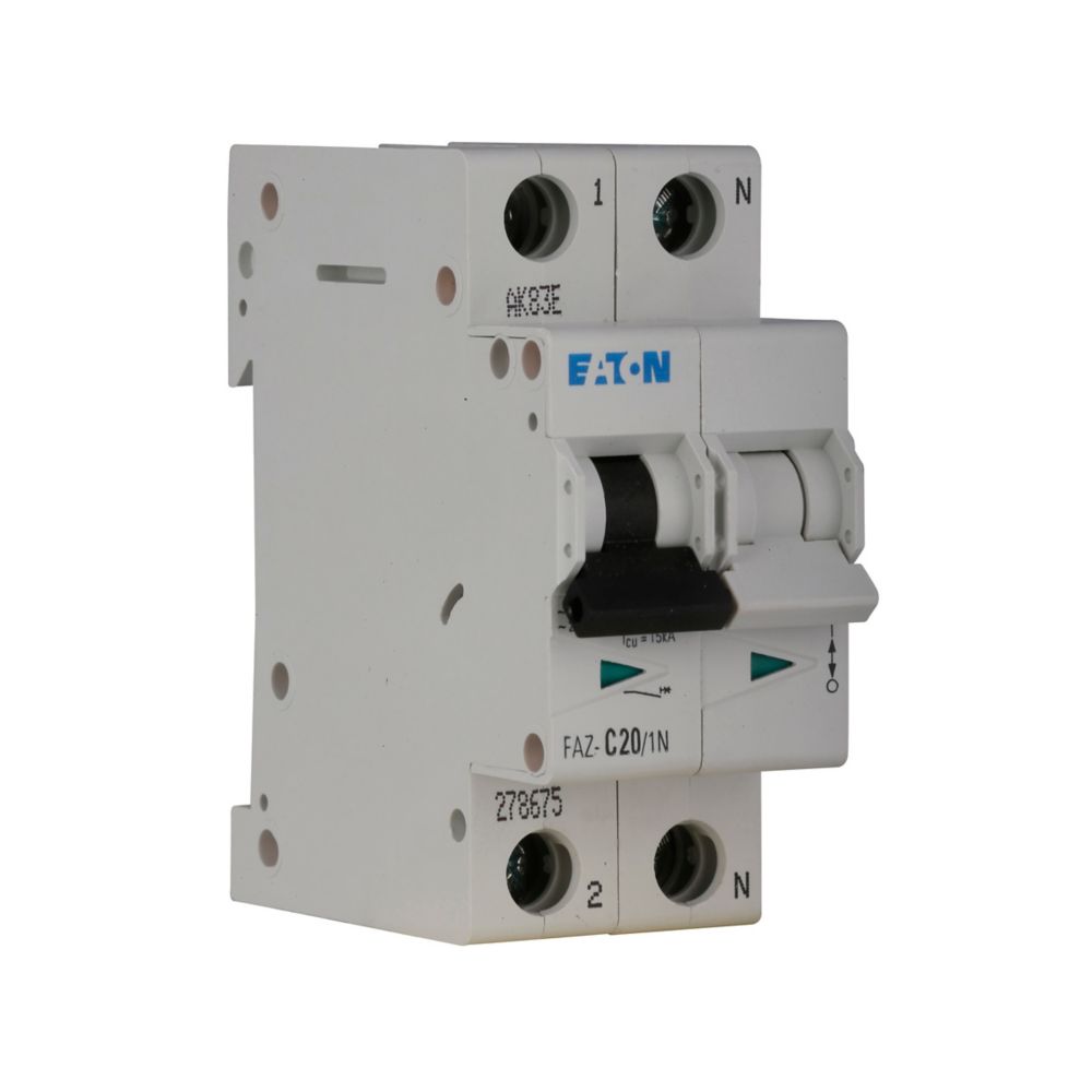 Eaton FAZ-C2/1N Circuit Breaker | 480V 2A 1P 10kA@277/480V Feed-Thru FAZ Series