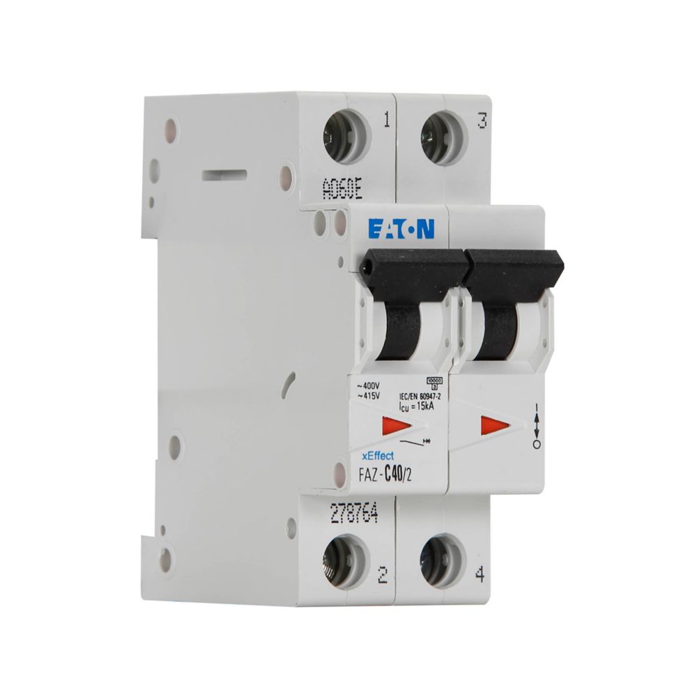 Eaton FAZ-C40/2 Circuit Breaker | 480V 40A 2P 10kA@277/480V Feed-Thru FAZ Series