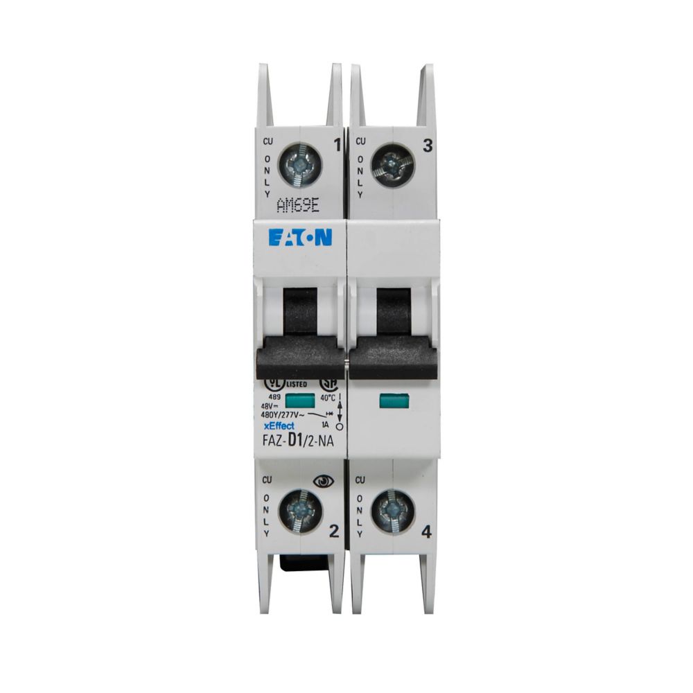 Eaton FAZ-D1/2-NA Circuit Breaker | 11V 1A 2P 10kA@277/480V Feed-Thru FAZ Series