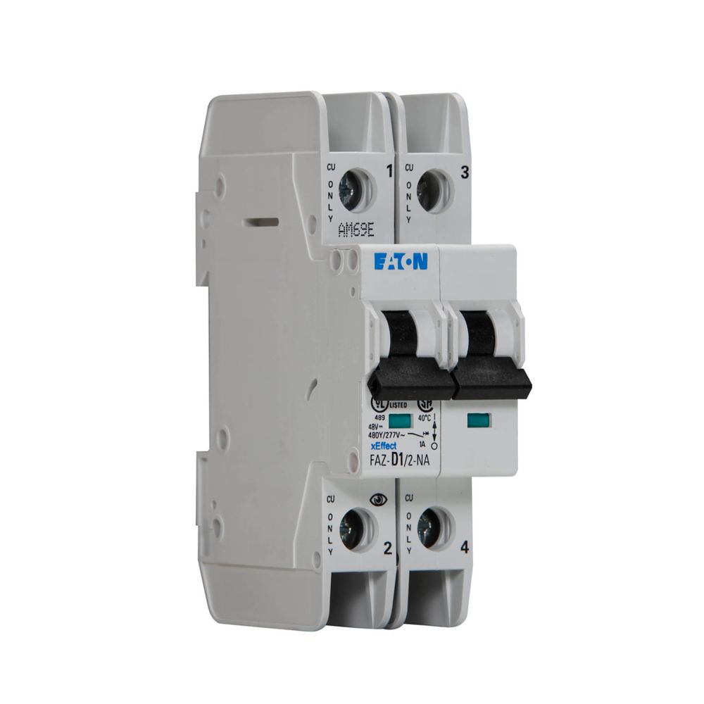 Eaton FAZ-D1/2-NA Circuit Breaker | 11V 1A 2P 10kA@277/480V Feed-Thru FAZ Series