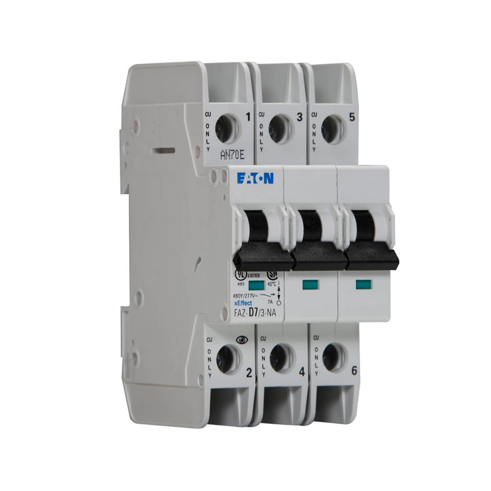 Eaton FAZ-D7/3-NA Circuit Breaker | 480V 7A 3P 10kA@277/480V Feed-Thru FAZ Series