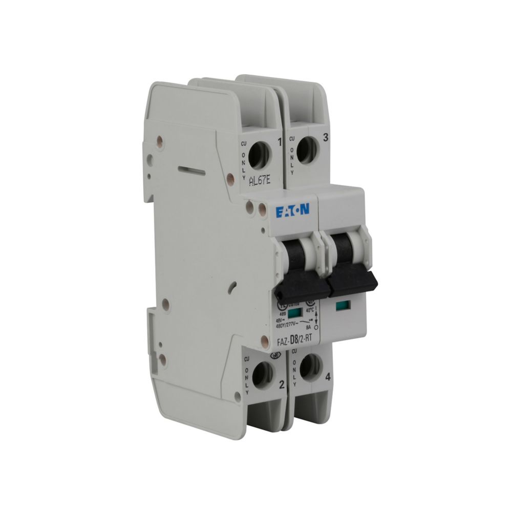 Eaton FAZ-D8/2-NA Circuit Breaker | 480V 8A 2P 10kA@277/480V Feed-Thru FAZ Series