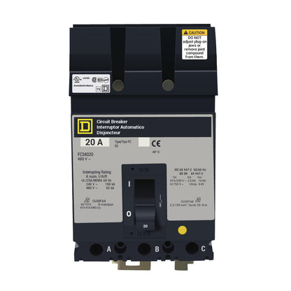 Square D FC34020 Circuit Breaker | 480V 20A 3P 65kA@480V I-Line