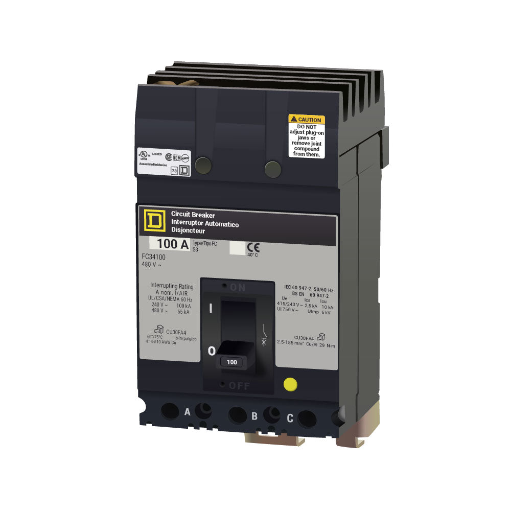 Square D FC34100 Circuit Breaker | 480V 100A 3P 65kA@480V I-Line