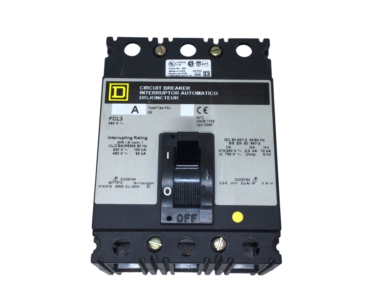 FCL34050 - Square D Feed-Thru 50 Amp 3 Pole Circuit Breaker - Essential Electric Supply