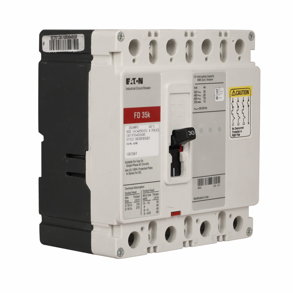 Westinghouse FD4030E Circuit Breaker | Series C FD 600V 30A
