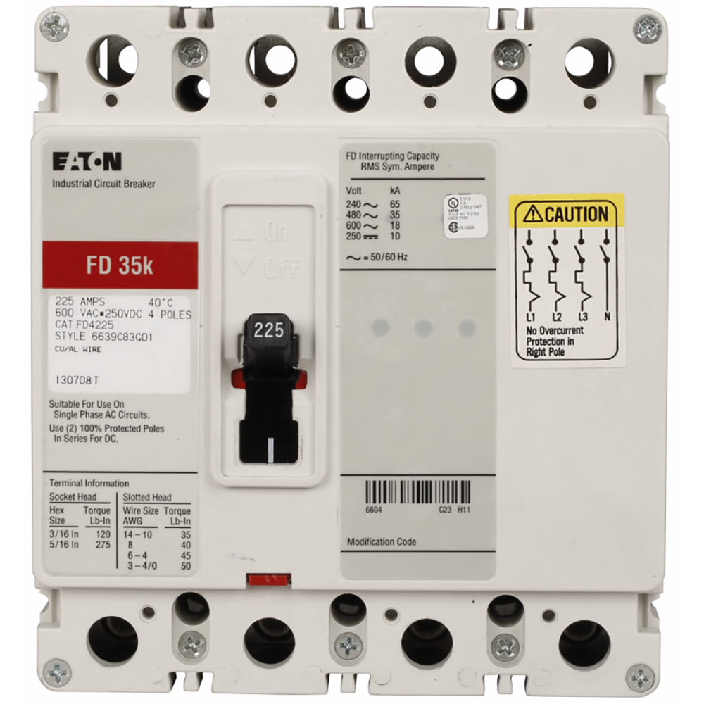 Cutler Hammer, Eaton, Westinghouse FD4110 Circuit Breaker | Series C FD 600V 110A