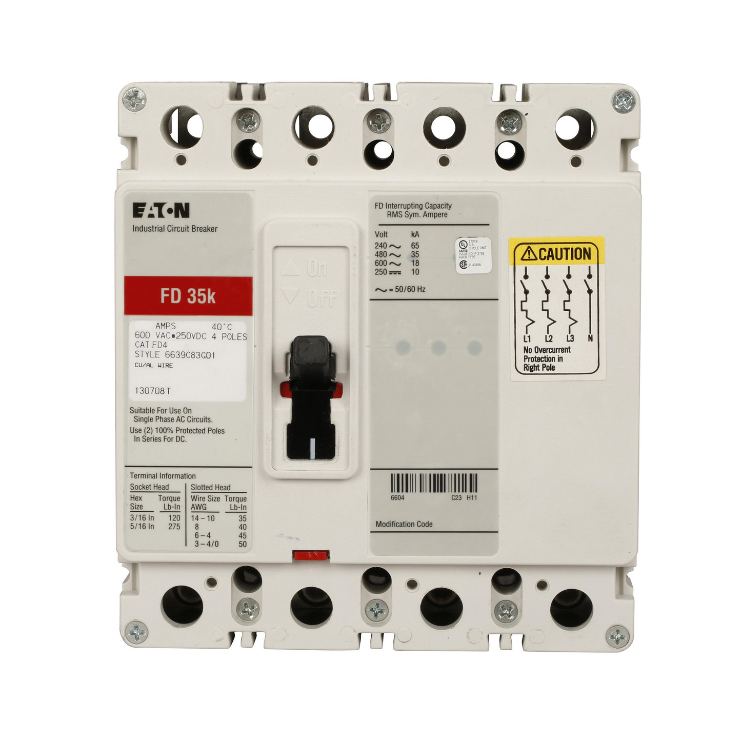 FD4100V Cutler Hammer Molded Case Circuit Breaker Series C 100A 600V - Essential Electric Supply