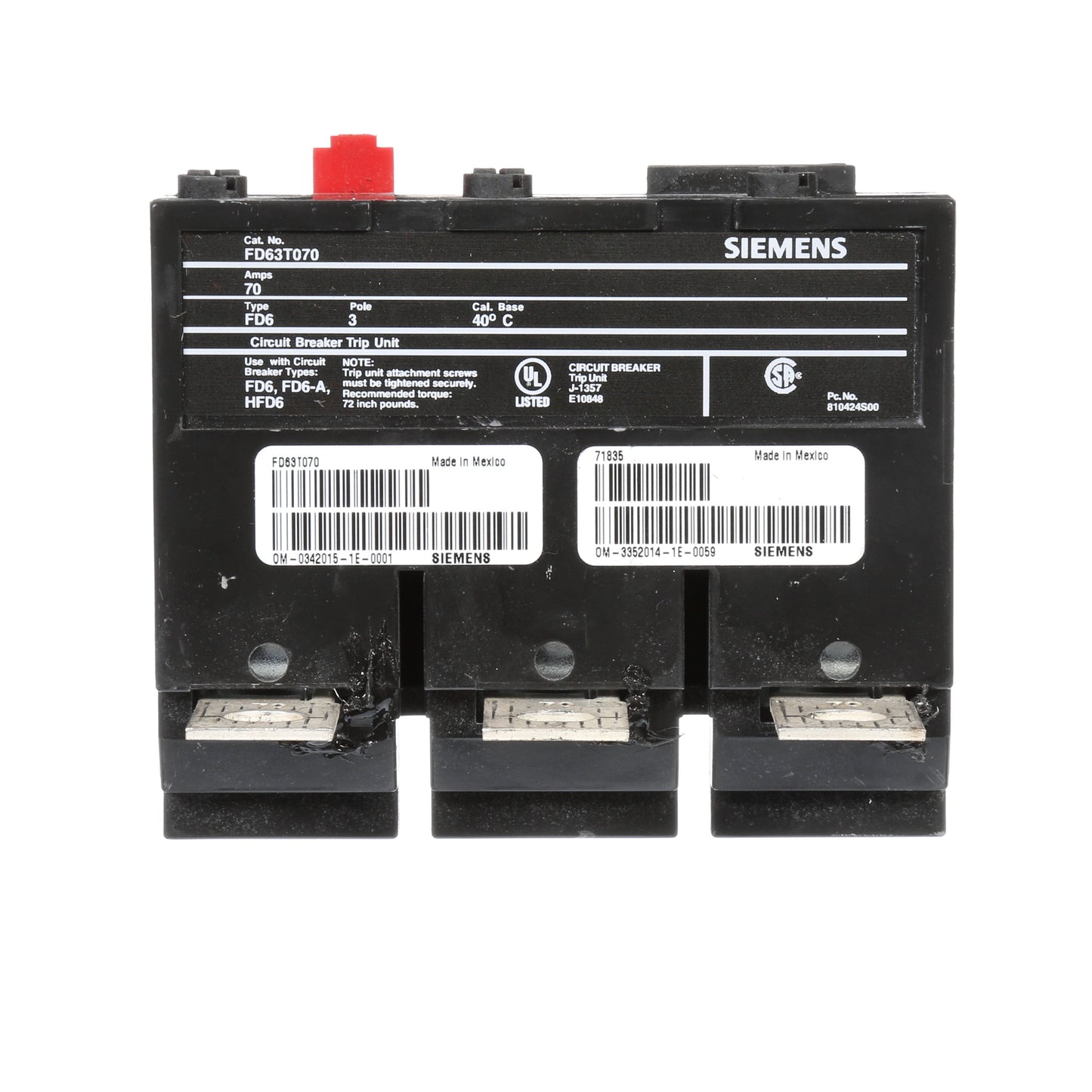 Siemens FD63T070 Circuit Breaker | Sentron Series FD 600V 70A