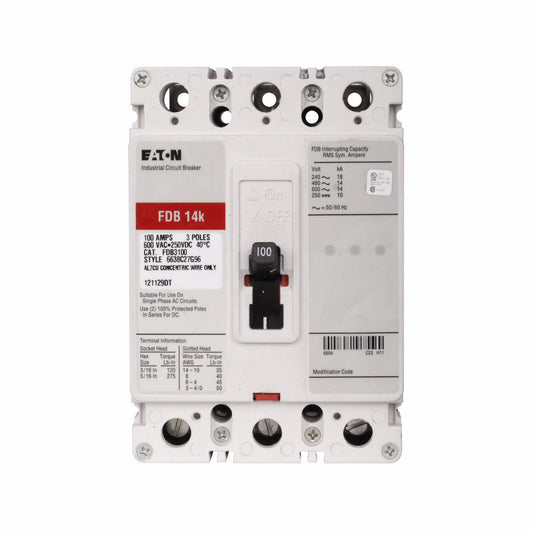 FDB3110LBP10 Cutler Hammer Molded Case Circuit Breaker Series C 110A 600V - Essential Electric Supply