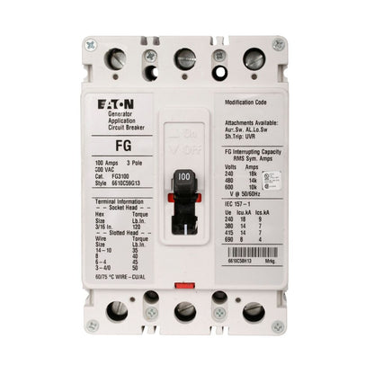 Westinghouse FG3100A12S03 Molded Case Circuit Breaker | 600V 100A 3P 14kA@480V Feed-Thru Series C