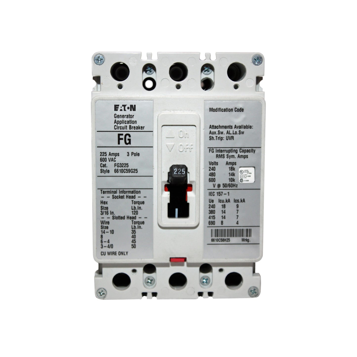 FG3225 - Eaton/ Cutler Hammer/ Westinghouse Feed-Thru 225 Amp 3 Pole Circuit Breaker - Essential Electric Supply