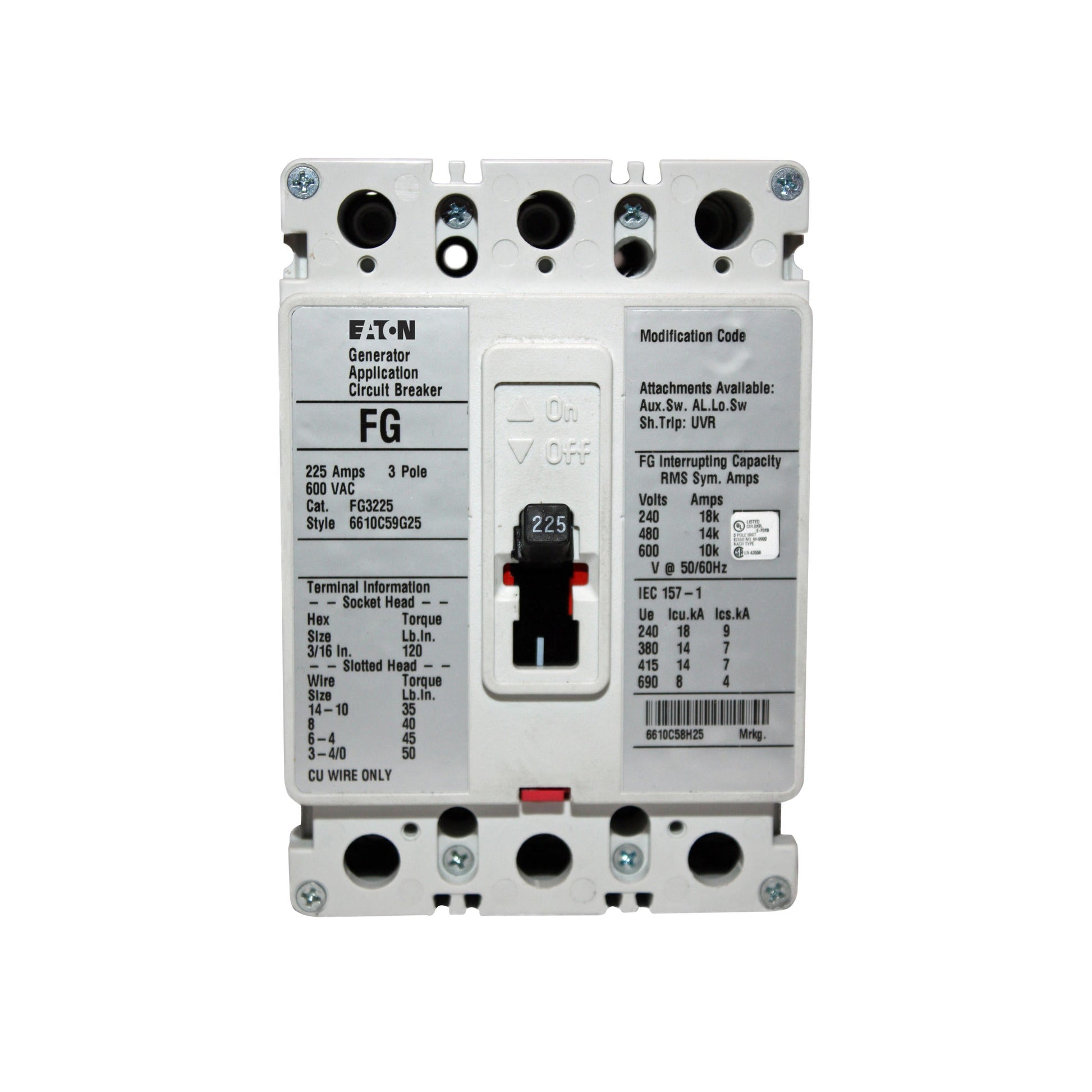 FG3225 - Eaton/ Cutler Hammer/ Westinghouse Feed-Thru 225 Amp 3 Pole Circuit Breaker - Essential Electric Supply