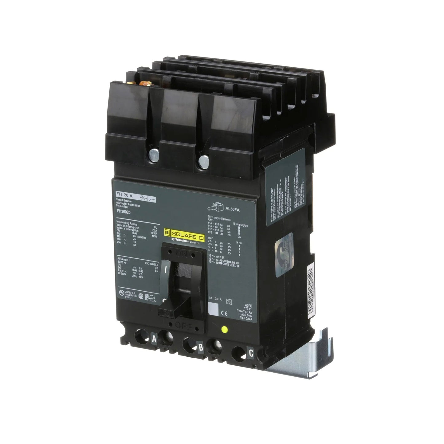 Square D FH36020 Circuit Breaker | 600V 20A 3P 25kA@480V I-Line