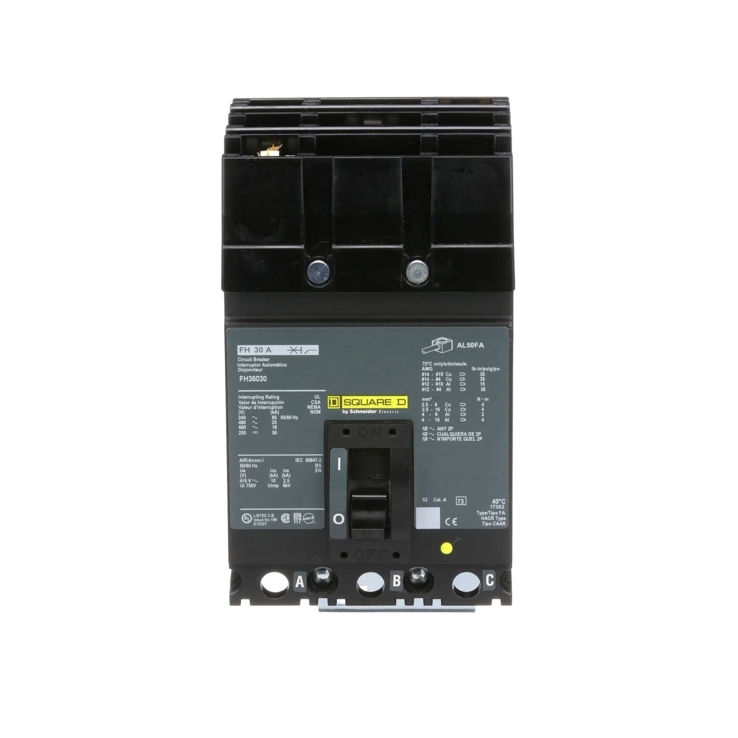 Square D FH36030 Circuit Breaker | 600V 30A 3P 25kA@480V I-Line