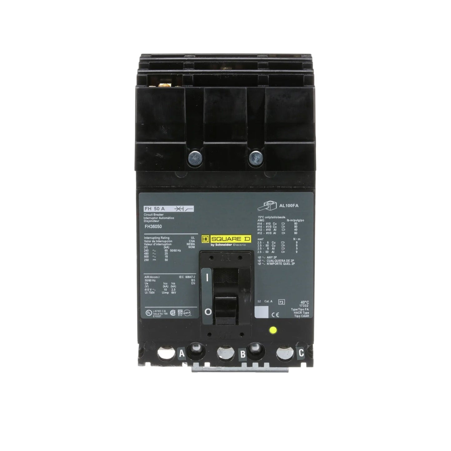Square D FH36050 Circuit Breaker | 600V 50A 3P 25kA@480V I-Line