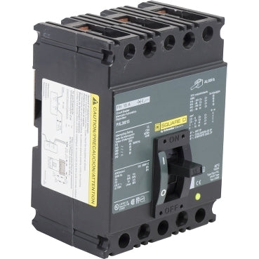 FHL360151352 - Schneider Electric Feed-Thru 600V 15A 3 pole circuit breaker 25kA@480V - Essential Electric Supply