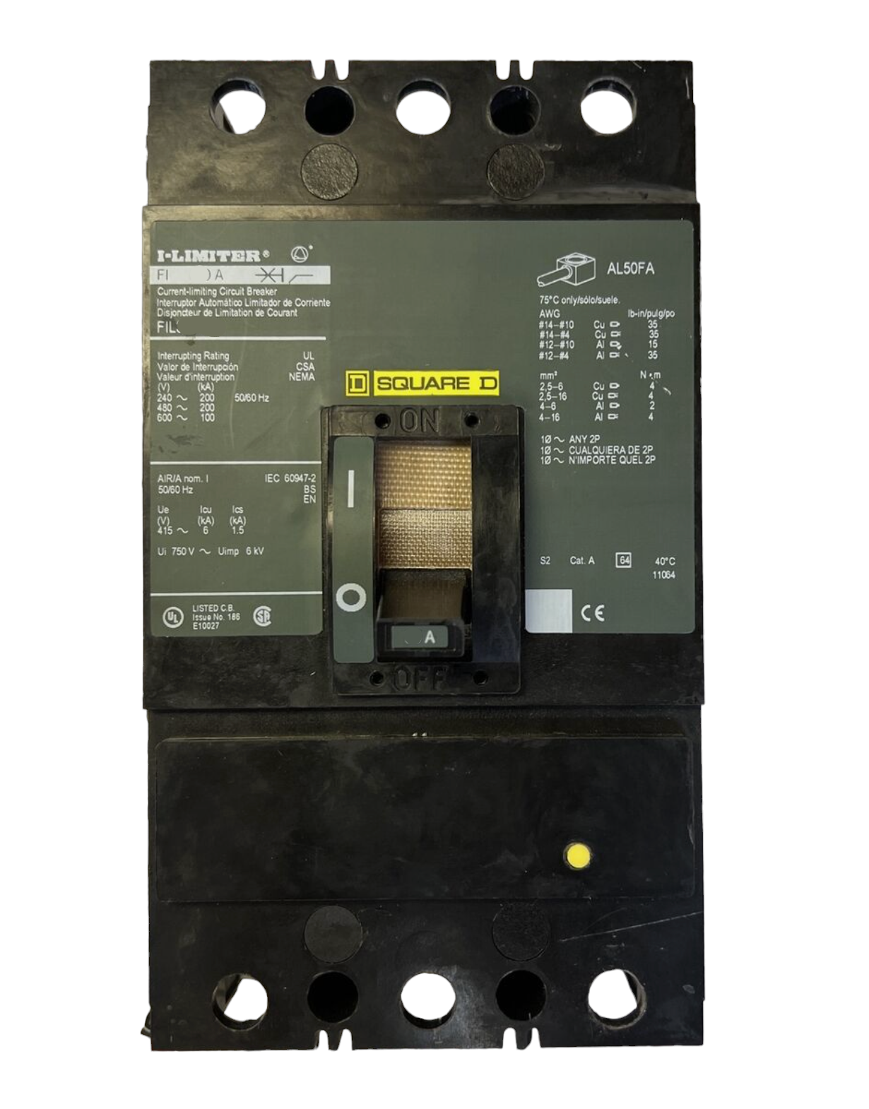FIP36070 - Square D Bolt-On 600V 70A 3 pole circuit breaker 200kA@480V - Essential Electric Supply