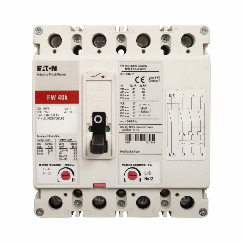 FW4200L - Westinghouse, Cutler Hammer Feed-Thru 690V 200A 4 pole circuit breaker 40kA@415V - Essential Electric Supply