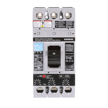 Siemens FXD63B070 Circuit Breaker | 600V 70A 3P 35kA@480V Bolt-On Sentron Series