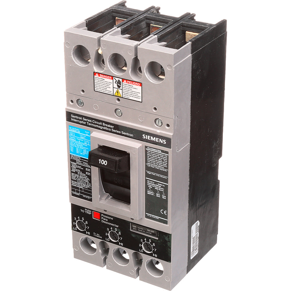Siemens FXD63M100 Molded Case Circuit Breaker | 600V 100A 3P 35kA@480V Bolt-On Sentron Series