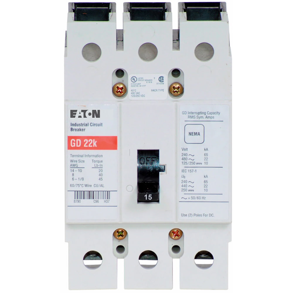 Eaton, Cutler Hammer GD3015D Circuit Breaker | 480V 15A