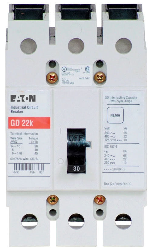 GD3030 - Westinghouse/ Eaton/ Cutler Hammer Feed-Thru 30 Amp 3 Pole Circuit Breaker - Essential Electric Supply