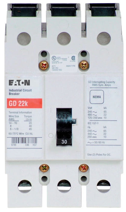 GD3030 - Westinghouse/ Eaton/ Cutler Hammer Feed-Thru 30 Amp 3 Pole Circuit Breaker - Essential Electric Supply