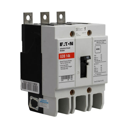 Eaton GDB3060D Circuit Breaker | 480V 60A 3P 14kA@480V Bolt-On Series C