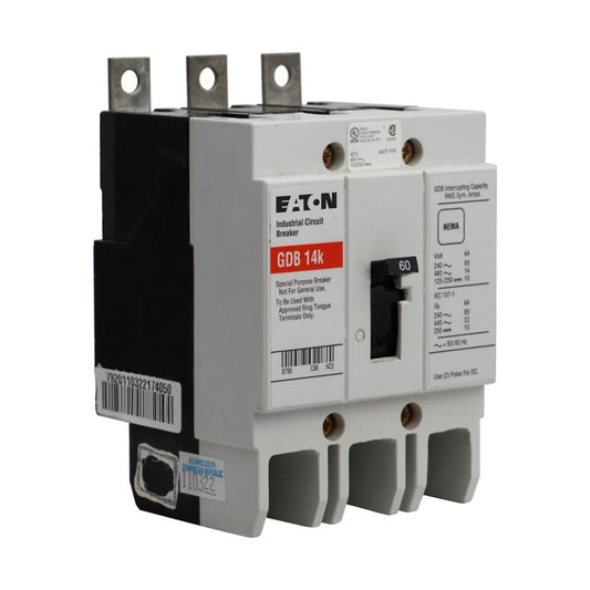 Eaton GDB3060D Circuit Breaker | 480V 60A 3P 14kA@480V Bolt-On Series C