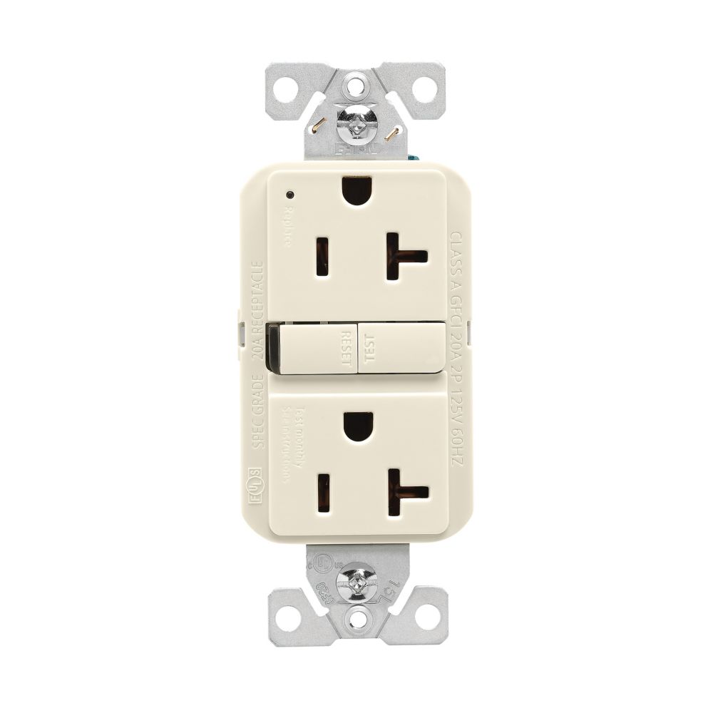 Hubbell GF20LA GFCI Receptacle 20A Light Almond Hubbell-Pro