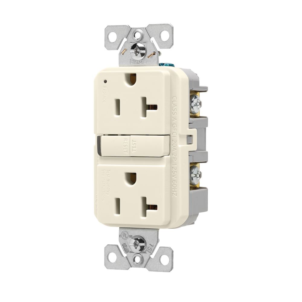 Hubbell GF20LA GFCI Receptacle 20A Light Almond Hubbell-Pro