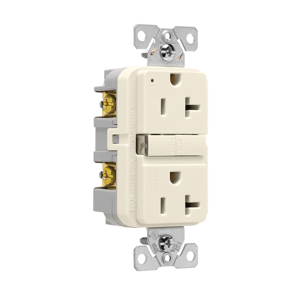 Hubbell GF20LA GFCI Receptacle 20A Light Almond Hubbell-Pro