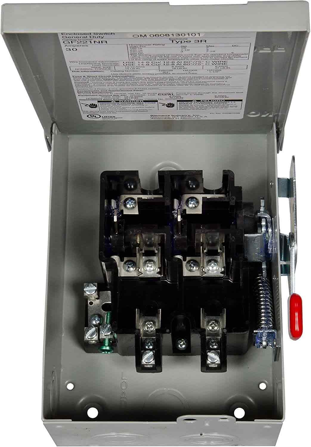 Siemens GF221NR Disconnect Switch | 240V 30A 1-Phase 2-Pole Fusible 100kA@240V VBII Series
