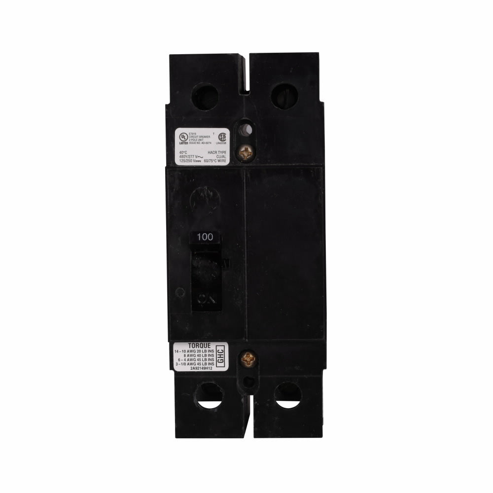 GHC2100 - Eaton/ Westinghouse/ Cutler Hammer Feed-Thru 100 Amp 2 Pole Circuit Breaker - Essential Electric Supply
