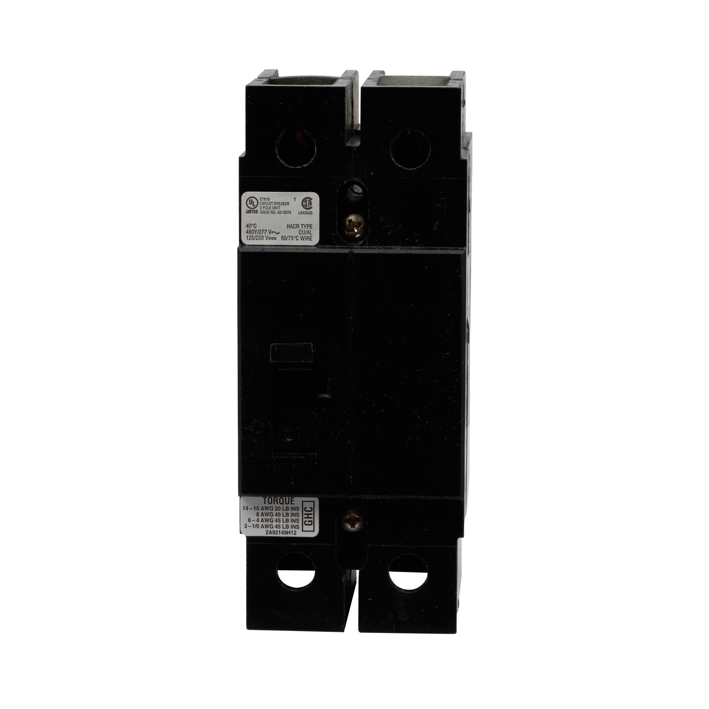 GHC2080 - Cutler Hammer/ Eaton/ Westinghouse Feed-Thru 80 Amp 2 Pole Circuit Breaker - Essential Electric Supply