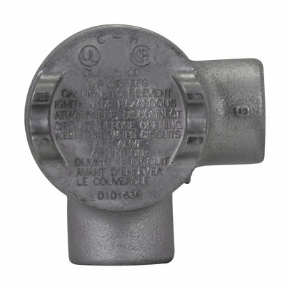 Crouse-Hinds GUAL14 Conduit Outlet Box L-Shaped 1/2" Hub Feraloy Iron Alloy GUA