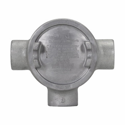 Crouse-Hinds GUAT26SA Conduit Outlet Box Explosionproof T-Shape 3" Cover Opening 3/4" Size Copper-Free Aluminum GUA