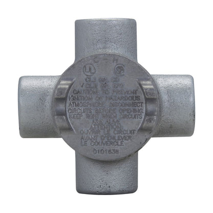 Crouse-Hinds GUAX16 Conduit Outlet Box | Explosion-Proof Feraloy Iron X Shape 1/2-Inch GUA