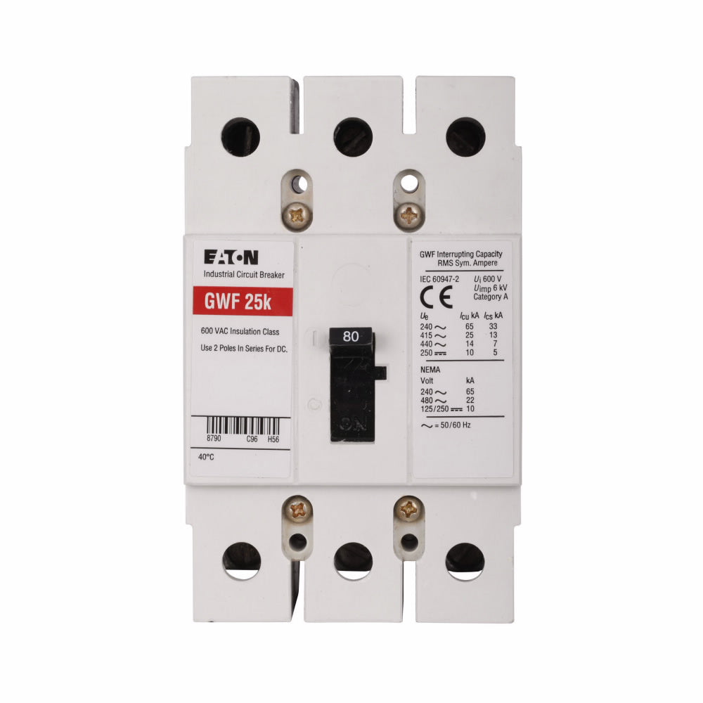 GWF3025 - Cutler Hammer Feed-Thru 600V 25A 3 pole circuit breaker 22kA@480V - Essential Electric Supply